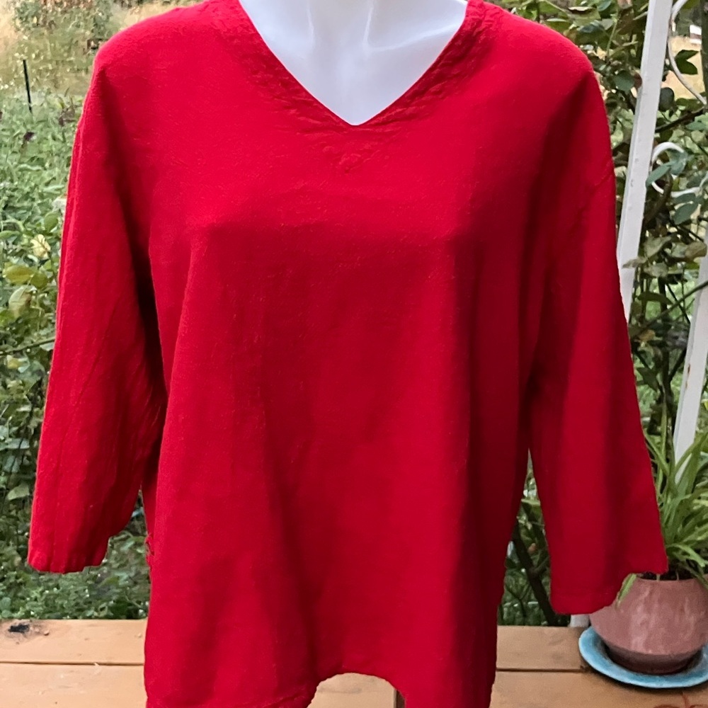 Drawstrings of Malibu preshrink cotton tunic with side slits XL loose natural